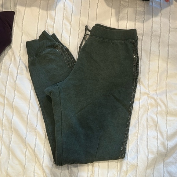 Xs Butter super soft army green sweatpant joggers with sparkle stripe - Picture 1 of 6
